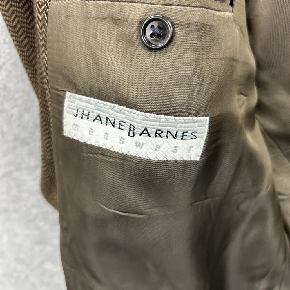 Jhane Barnes Blazer Mens 46R Brown Herringbone Suit Sport Coat Jacket Union USA‎